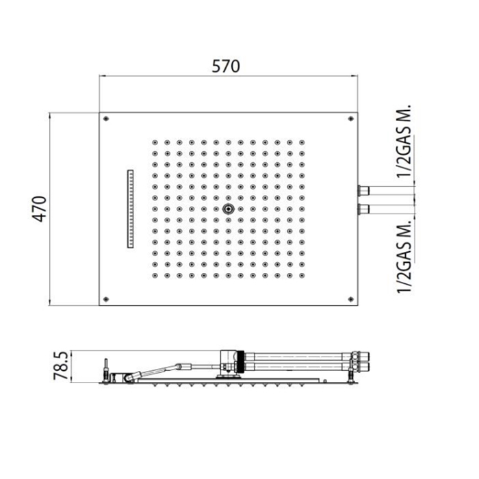 BOSSINI DREAM/2 Верхний душ 570 x 470 мм, 2 режима (дождь, водопад), цвет: хром