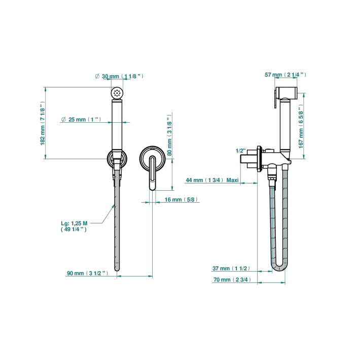 THG CORVAIR FIOR DI BOSCO Гигиенический душ в компл с встраив однорыч смесителем, шланг 1250 мм., держ с подводом воды, внешн часть, цвет: полир золото