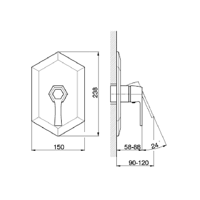 CISAL Cherie Встраиваемый однорычажный смеситель для душа, внешняя и внутренняя части в комплекте, цвет золото/черный матовый
