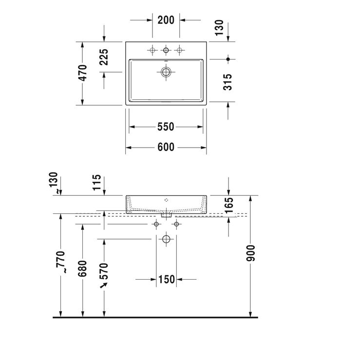 Duravit Vero Air Раковина 60х47см., подвесная, без перелива, с 1 отв. цвет: белый