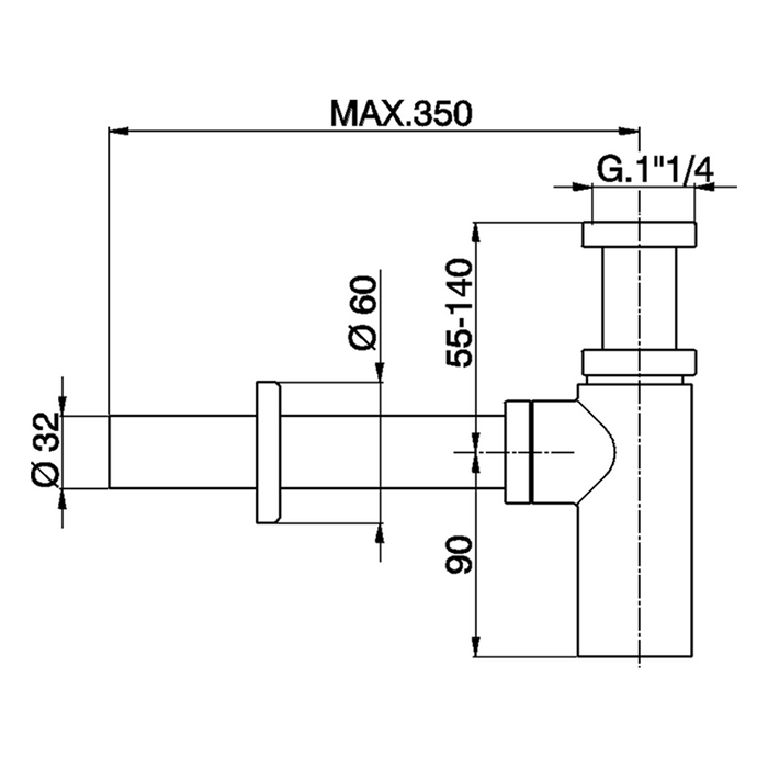 CISAL Сифон 1"1/4 для раковины, цвет Bianco Opaco
