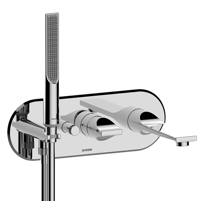 Bossini Apice Смеситель для ванны встраиваемый, однорычажный, с ручным душем Slim и шлангом 1500 мм., цвет: хром