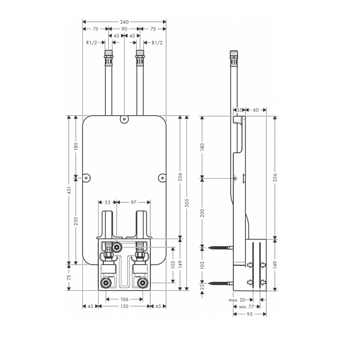 Axor Universal Shower Скрытая часть верхнего душа