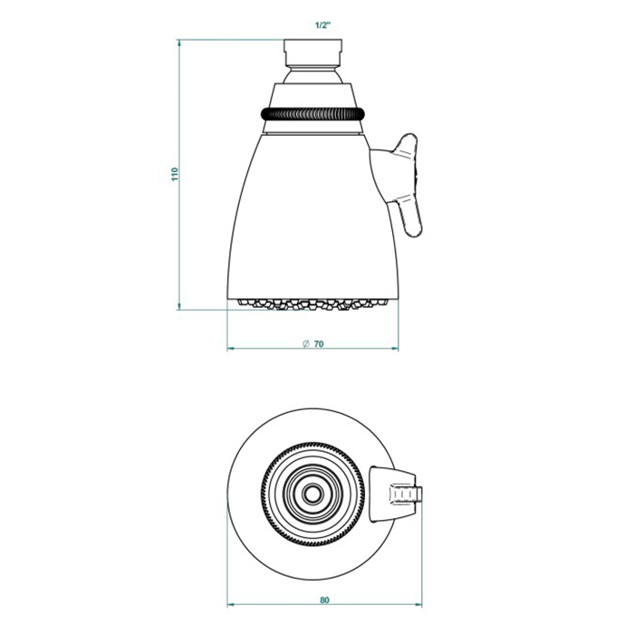 THG Mossi Верхний душ Ø70 мм., с регулировкой напора, цвет: хром