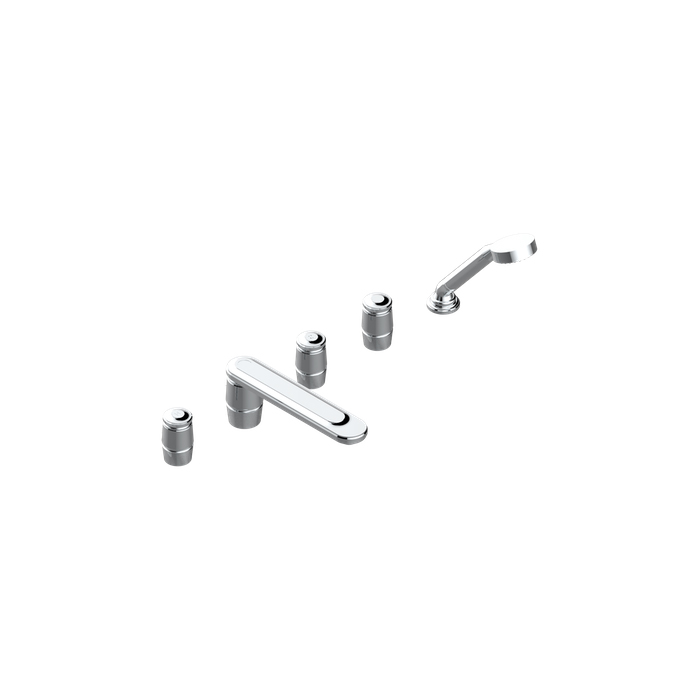 THG CORVAIR Смеситель на борт ванны на 5 отверстий, двойной, с ручным душем, цвет: хром