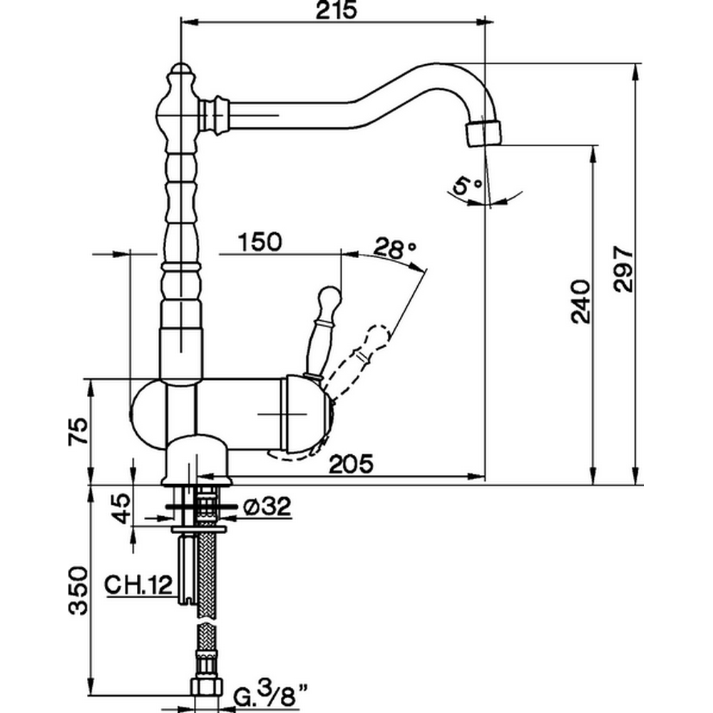 CISAL Arcana Royal Смеситель для кухни на 1 отверстие, цвет: хром