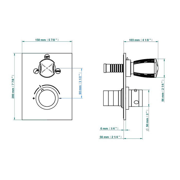  THGInfini white porcelain with platinum decor Смеситель для душа встраиваемый, термостатический, с переключателем на 2 потока, внешняя часть, цвет хром 