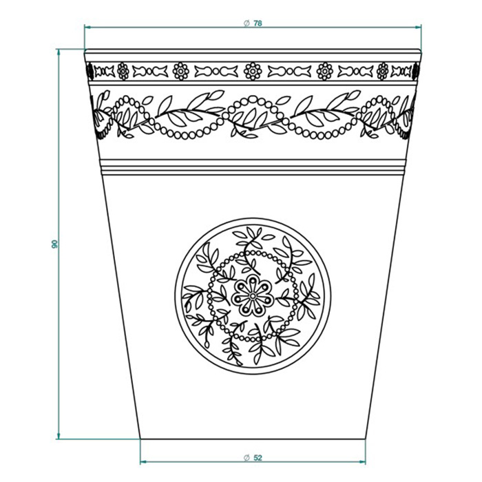 THG Marquise platinum decor Стакан керамический, настольный, декор платина, цвет: белый