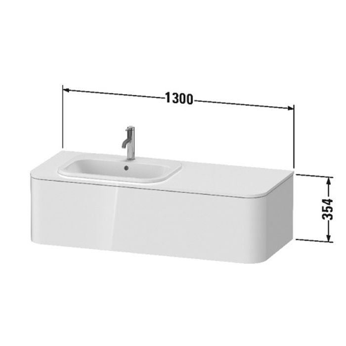 Duravit Happy D.2 Plus Тумба подвесная 130x55x35.4см, с раковиной и 2 ящиками, SX, цвет: белый глянцевый