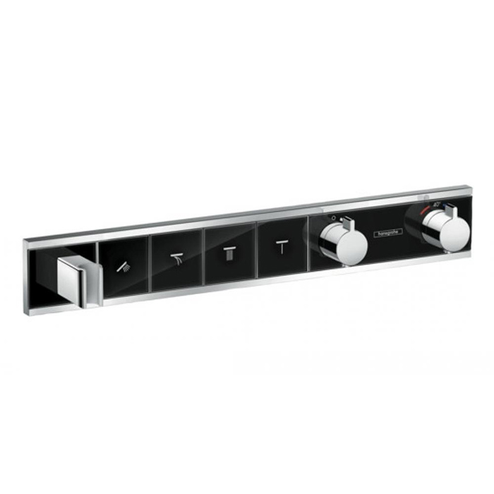 Hansgrohe RainSelect Смеситель для душа, термостатический, 4 источника, СМ, внешняя часть, цвет: черный/белый