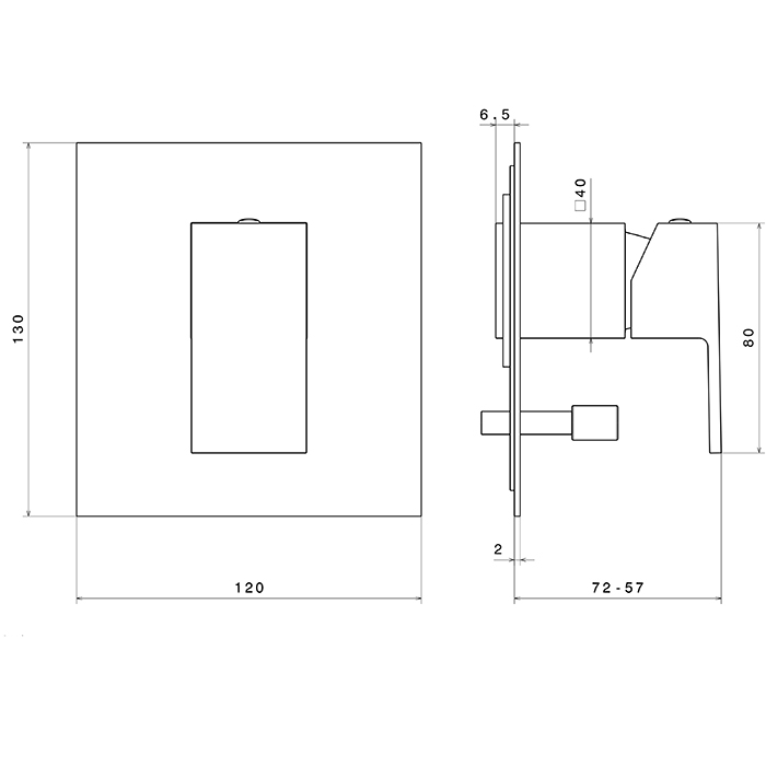 Newform Ergo Q Смеситель для душа, встраиваемый, авто переключать на 2 потока, внешняя часть, цвет: черный матовый