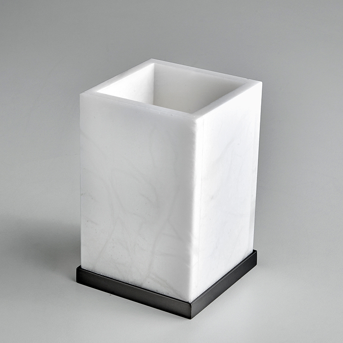 3SC Baster Square Стакан настольный, цвет: алебастр/никель черный матовый