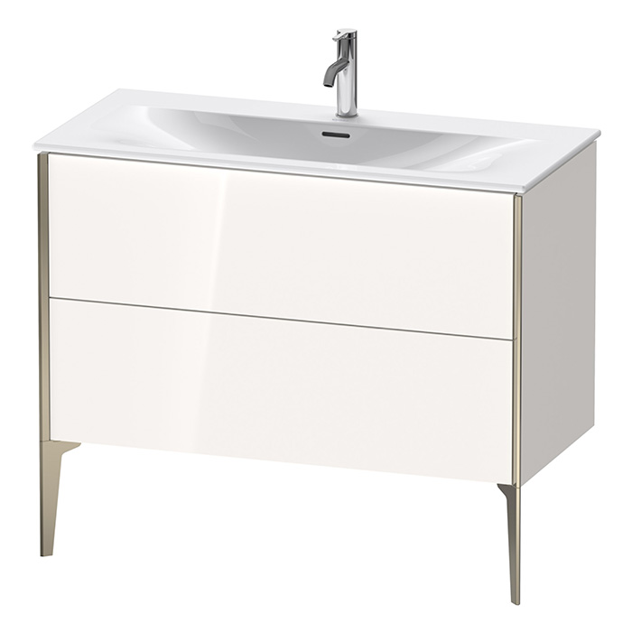 Duravit XViu Тумба подвесная 101x48x59.1см, с раковиной, 2 ящика, цвет: белый глянцевый/champagne matt