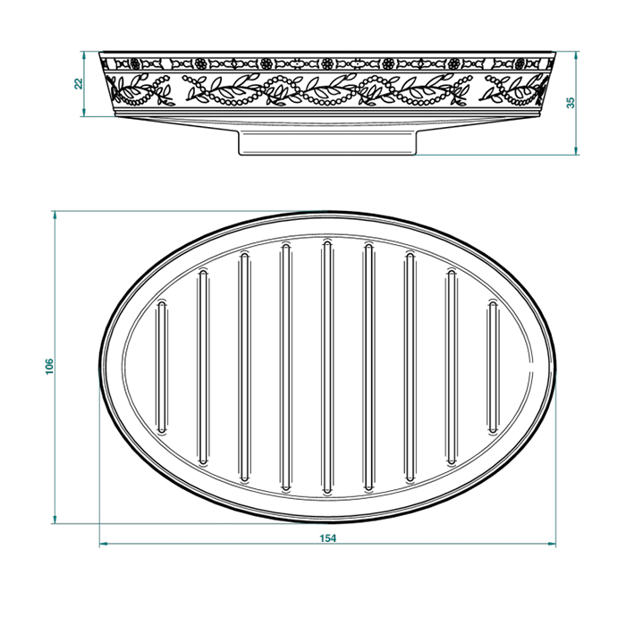 THG Marquise porcelaine noire керамическая мыльница, настольная, цвет: белый