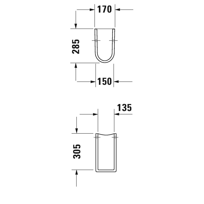 Duravit Starck 3 Полупьедестал 17х28.5см., для раковин 030065,030060,030055,030410,030480,030470,033213, цвет: белый