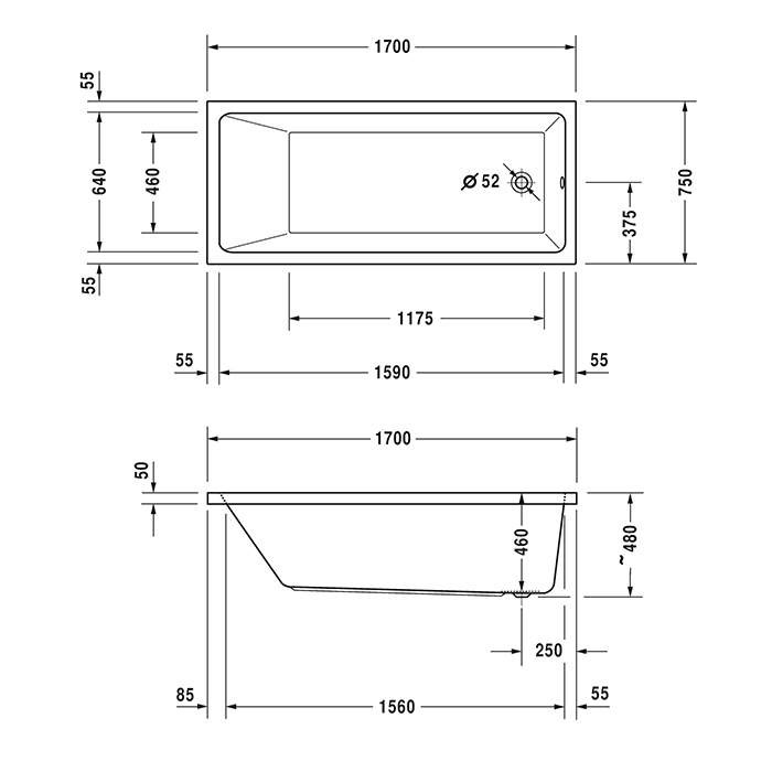 Duravit Vero Air Ванна 170x75см, встраиваемая, Air-System, цвет: белый