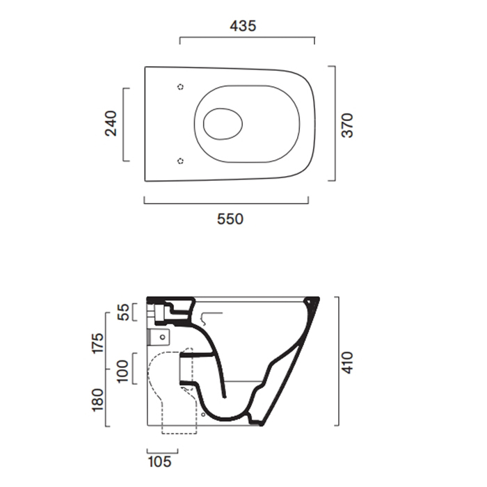 Catalano Green Унитаз напольный 55х37см, безободковый, смыв Tornado, покрытие Cataglaze+, цвет: белый глянцевый