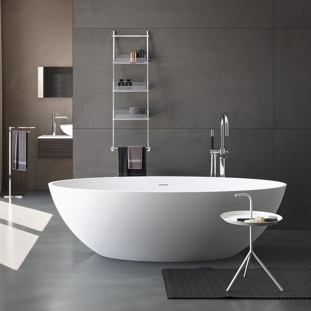 Gruppo Treesse Carezza Ванна отдельностоящая овальная 180х85х52 см из искусственного камня, цвет: белый матовый