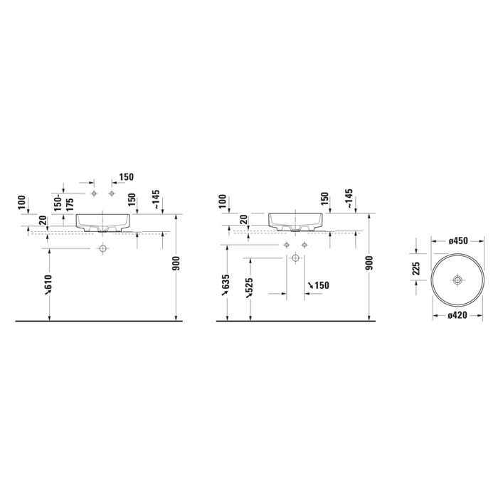 Duravit Balcoon Раковина 45см., накладная, без отв., круглая, без перелива, DuraShield, цвет: белый матовый
