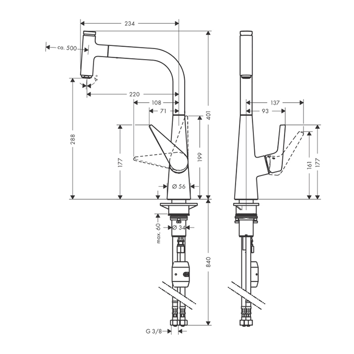 Hansgrohe Talis Select Смеситель для раковины, на 1 отв., цвет: нержавейка