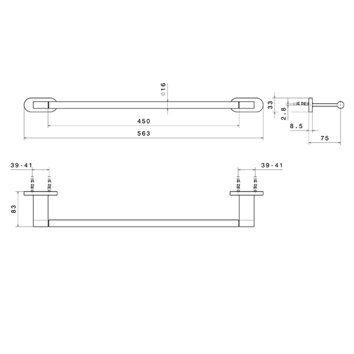Newform Accessori tondi Полотенцедержатель 45см, цвет: черный матовый