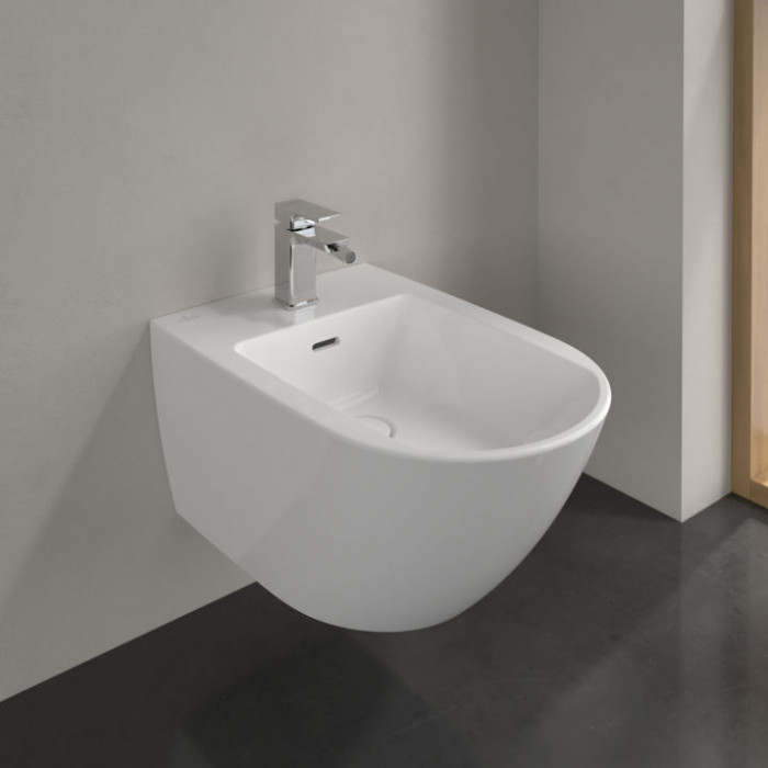 Villeroy&Boch Subway 3.0 Биде подвесное 37.5х56х27см., 1 отв., CeramicPlus, цвет: альпийский белый