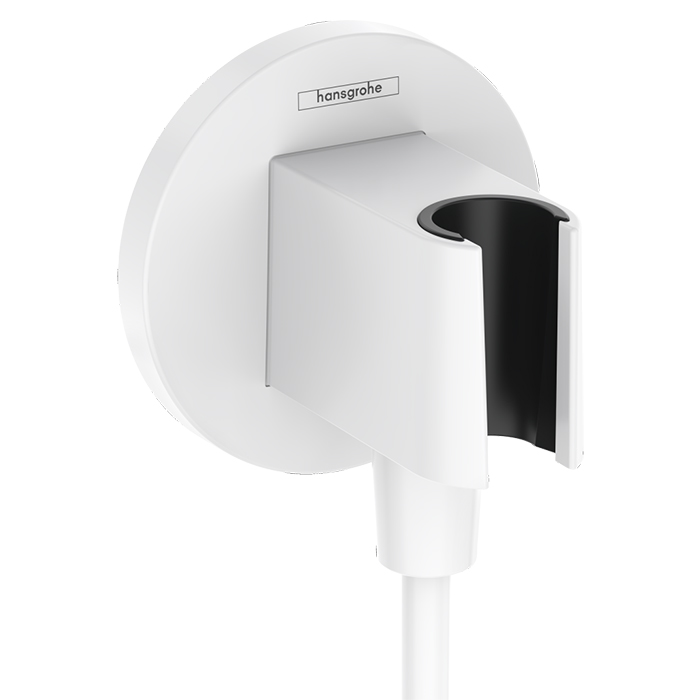 Hansgrohe FixFit S Шланговое подсоединение с держателем ручного душа, настенный, цвет: белый матовый