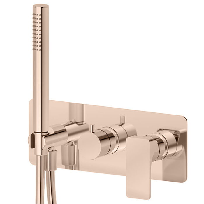 Newform B-Easy Смеситель для душа, встраиваемый, 2 потока, с ручным душем, внешняя часть, цвет: copper satin