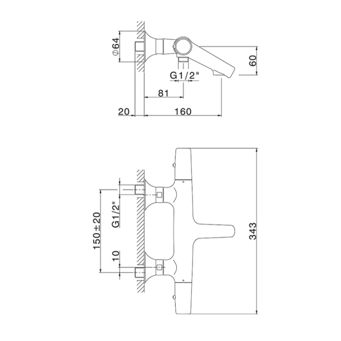 CISAL Vita  Термостатический смеситель для ванны, цвет: хром