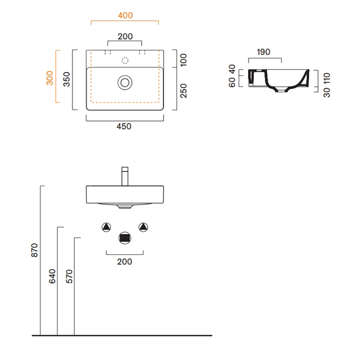 Catalano Green Раковина 45x35см, с 1 отв., цвет: белый глянцевый