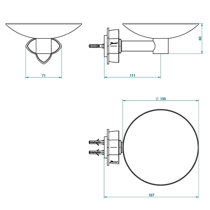 THG Pétale de cristal clair Мыльница металлическая ø 15см., подвесная, цвет: золото/прозрачный хрусталь