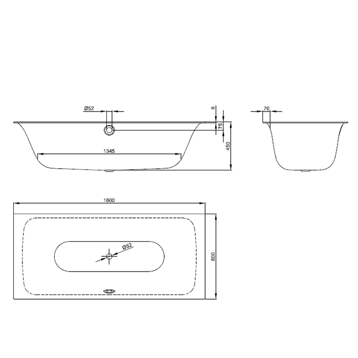 BetteLux Ванна прямоугольная с шумоизоляцией 180x80x45см, BetteGlasur® Plus, встраиваемая, цвет: белый