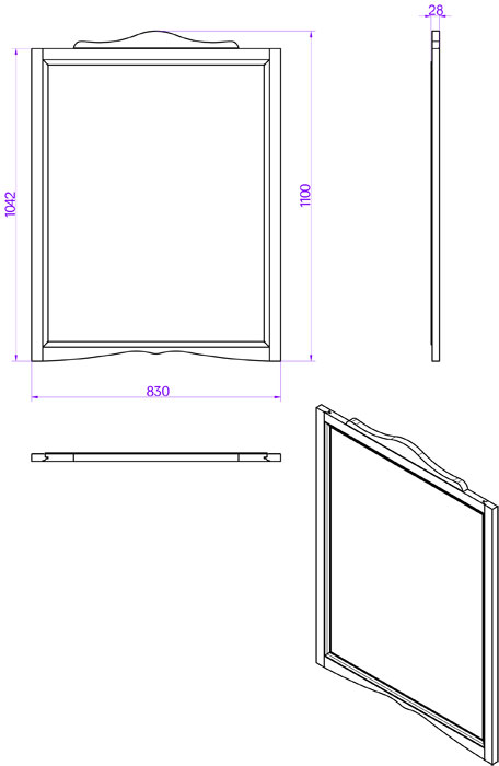 TW Veronica Nuovo Зеркало подвесное, в деревянной раме 83х110 см, цвет: белый