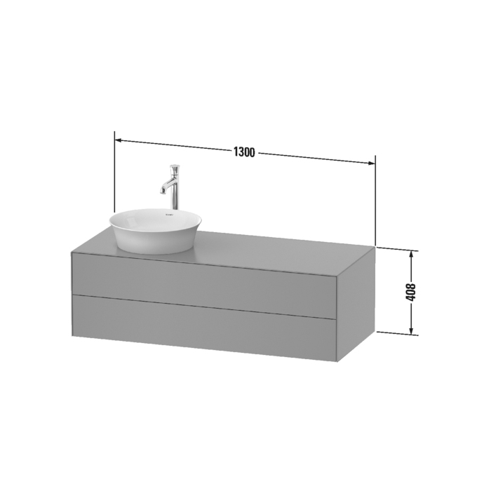 Duravit White Tulip Тумбочка подвесная 130x55х40.8см., раковина, 2 ящика, цвет: белый высокоглянцевый