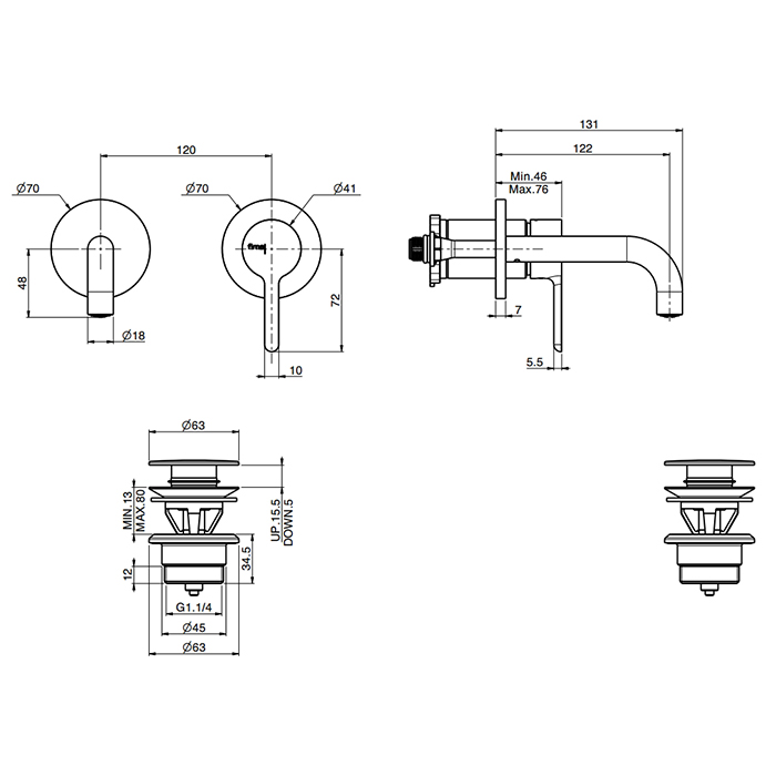 Fima Carlo Frattini Snap Cмеситель для раковины, встраиваемый, цвет: черный матовый