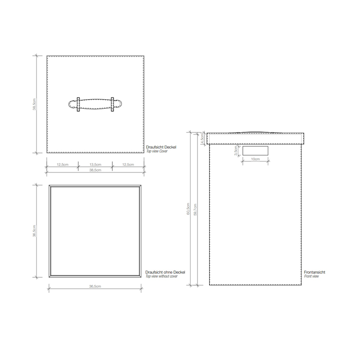 Decor Walther Brownie WB Корзина для белья 38.5x38.5x60.5, с крышкой, напольная, цвет: черная кожа