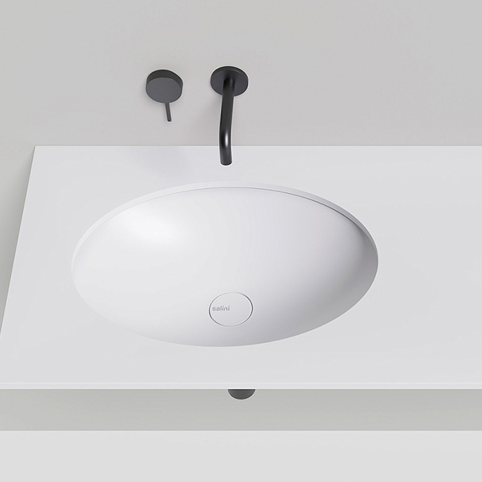 Salini Marea 11 Раковина врезная снизу 55х40х13.5см., без отв., без перелива, мат-л: S-Sense, цвет: белый