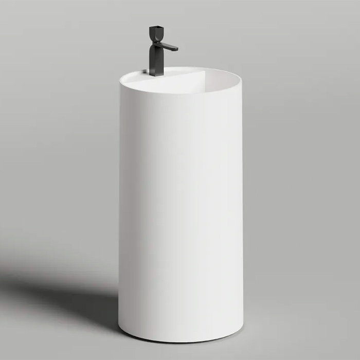 Salini Armonia Round Top 01 Раковина напольная 45х45х90см., слив в стену, с 1 отв., с декор.накладкой, мат-л: S-Sense, цвет: белый глянцевый