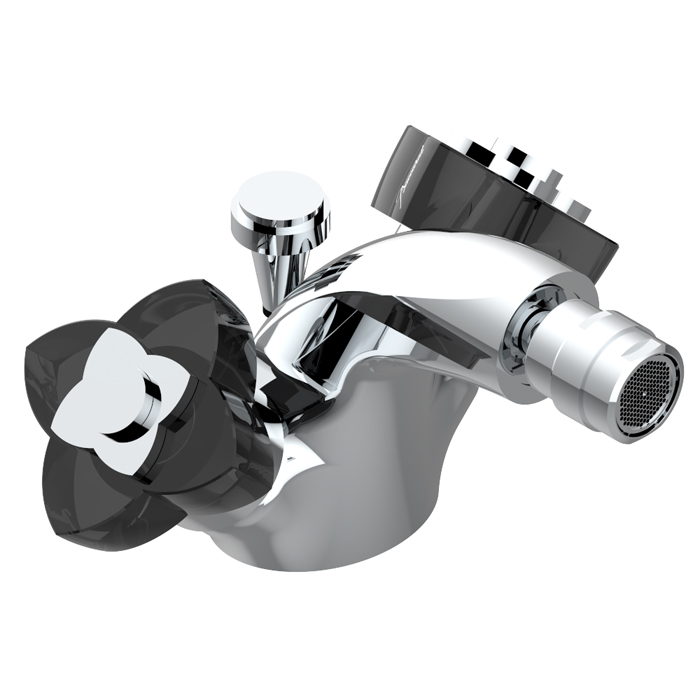 THG Petale de Cristal noir Смеситель для биде, 1 отв., цвет: хром/черный хрусталь