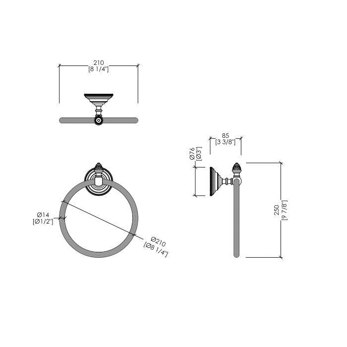 Devon&Devon Diamond Полотенцедержатель - кольцо 21см., подвесной, цвет: никель блестящий