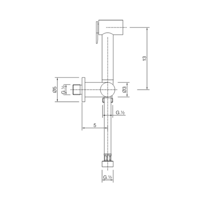 Cisal Shower Гигиенический комплект со шлангом 120 см,вывод с держателем, цвет: золото