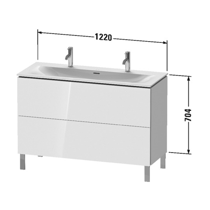 Duravit L-Cube База напольная 122x48.1x70.4см с раковиной, 2 ящика, цвет: глянцевый белый