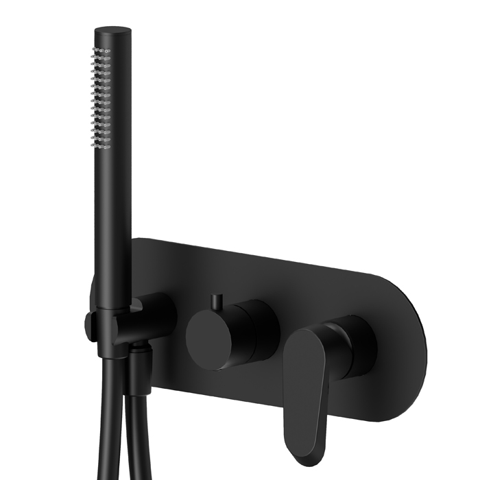 Newform Nio Смеситель для душа, встраиваемый, с ручным душем, 2 потока, внешняя часть, цвет: черный матовый