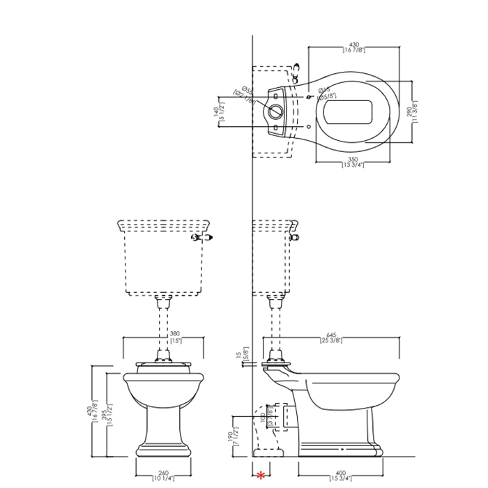 Devon&Devon New Etoile, Унитаз 38x64.5см, с низкой трубой, фурнитура хром