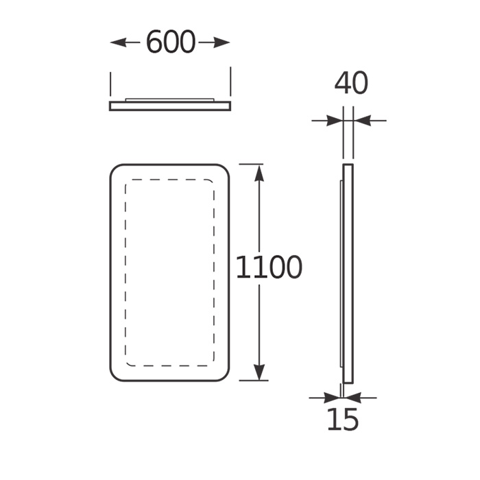 Armani Roca Baia Зеркало 60х5.5х110см с металлической рамкой, цвет: brushed steel
