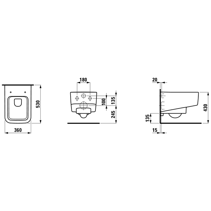 Laufen Pro S Унитаз подвесной безободковый 53х36х29.5см., цвет: белый