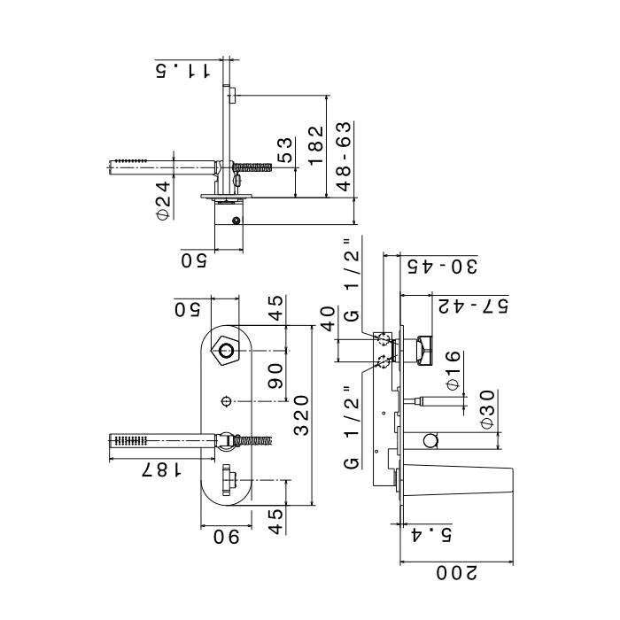 Newform ParkLE Смеситель для ванны, настенный, с ручным душем, цвет: хром/черный матовый