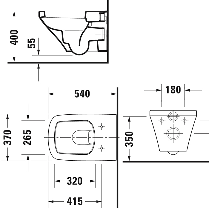 Duravit DuraStyle Унитаз подвесной с ободком, 37х54см., цвет: белый