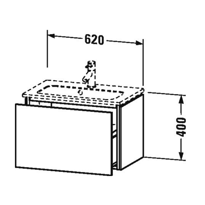 Duravit L-Cube Тумба подвесная, 62x39х40, с раковиной и 1 выдв. ящик, цвет: белый глянцевый