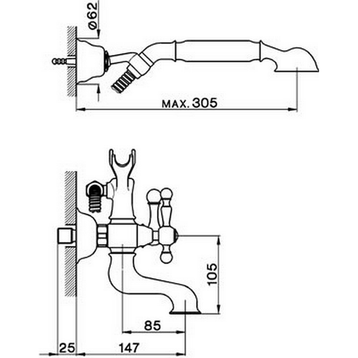 CISAL Arcana America Смеситель для ванны с душевым комплектом, цвет: бронза